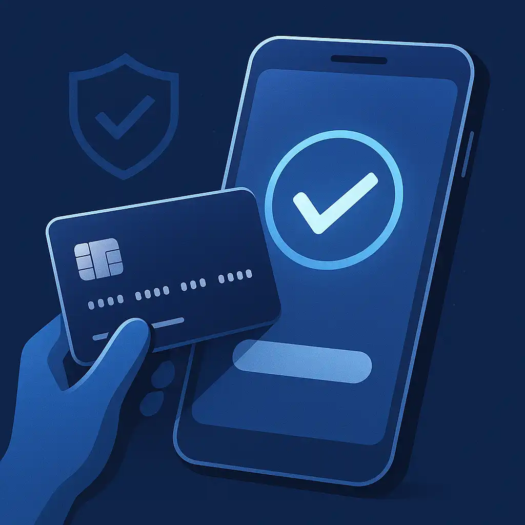 Secure payment card and deposit confirmation screen